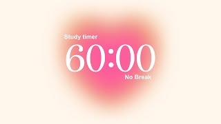 1-Hour Pink & Orange Aura Study Timer | No Breaks, No Music | Deep Focus ⏳✨