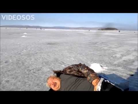 drunk Russian walrus ice fishing (subtitles)