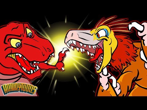 T Rex Vs Velociraptor | Favorite Dinosaurs Battles - Dinosaur Songs from Dinostory by Howdytoons