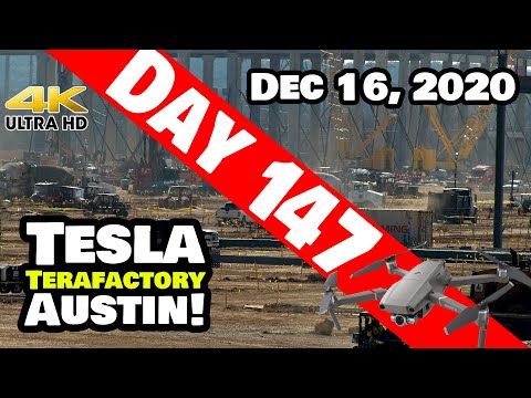 Tesla Gigafactory Austin 4K  Day 147 - 12/16/20 - Tesla Terafactory Texas - COLUMNS GOING UP FAST!