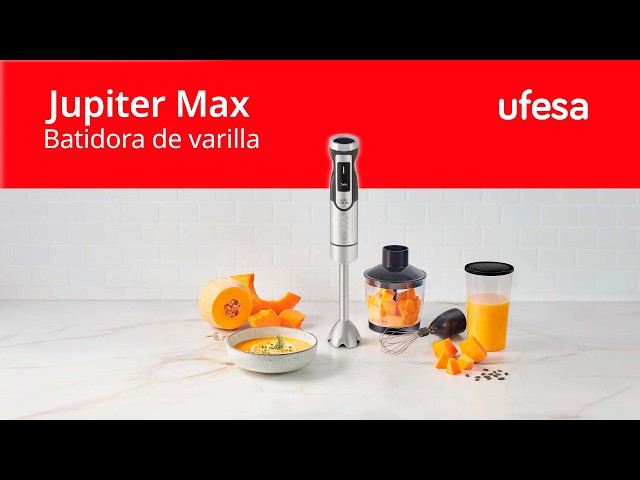 Vídeo relacionado con Ufesa Jupiter Max Batidora de Mano 1500W, Control de Velocidad Variable, Pantalla LCD, Función Turbo, 4 Cuchillas de Alta Eficiencia, Picadora 500 ml, Batidor Emulsionador y Vaso Medidor 600 ml