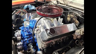 1972 Ford Gran Torino Long tube headers installation along with mini starter and alternator install