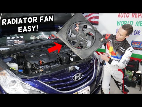 HYUNDAI RADIATOR FAN REPLACEMENT REMOVAL HYUNDAI SONATA TUCSON SANTA FE ELANTRA VELOSTER ACCENT