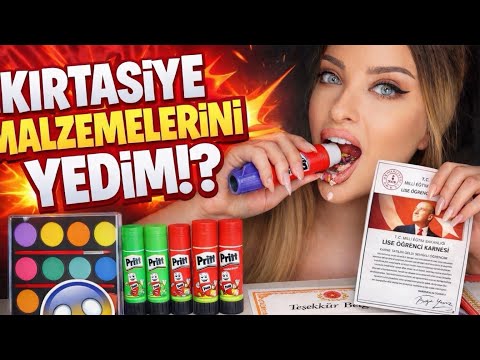 KARNE YEDİM ! 📚  YENİLEBİLİR PRİTT, Sulu Boya, Uç,  | TÜRKÇE ASMR MUKBANG