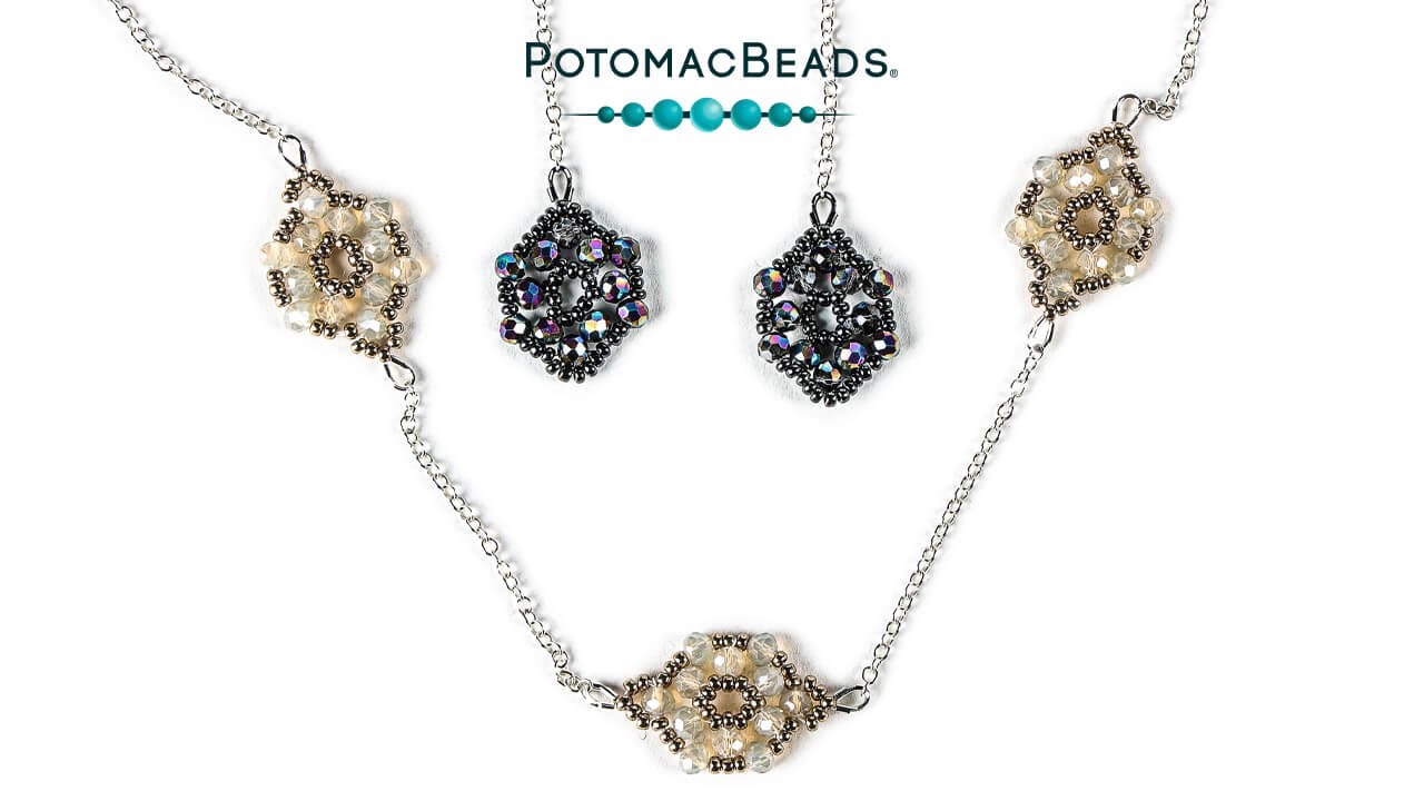 Falling Snow Crystal Component Necklace & Earrings - DIY Jewelry Making Tutorial by PotomacBeads