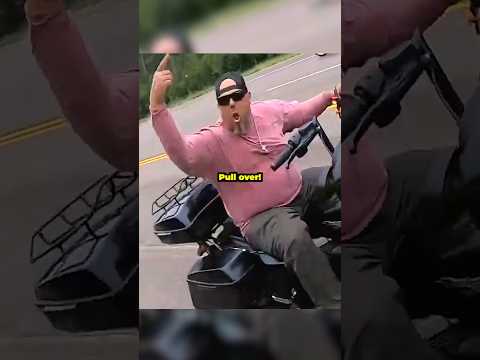 Harley rider gets mad at guy on sport bike and tries to push him 😤