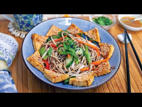 Soba Noodle Salad with Sesame Glazed Tofu & Orange Sauce by Chef Alyssa Moreau