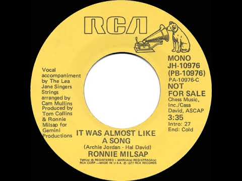 1977 Ronnie Milsap - It Was Almost Like A Song (mono radio promo 45)