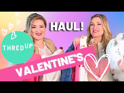 Glow Up Twins 👚💕ThredUP Haul for Valentine's Day Clothes & Shoes!! Video