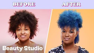 Dying Natural 4C Hair Bright Blue! | Beauty Studio