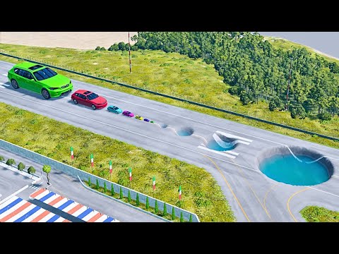 Small & Giant Cars Vs Giant Deep Water Pit | BeamNg.drive 🔥
