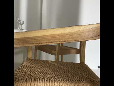 Video Buri - Lot de 2 fauteuils de bar en teck et corde tress&eacute; H65cm