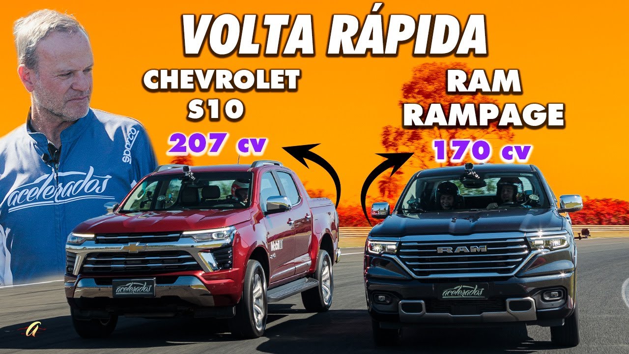 NOVA CHEVROLET S10 E RAM RAMPAGE NA VOLTA RÁPIDA! Rubinho acelera as picapes TURBODIESEL na pista!
