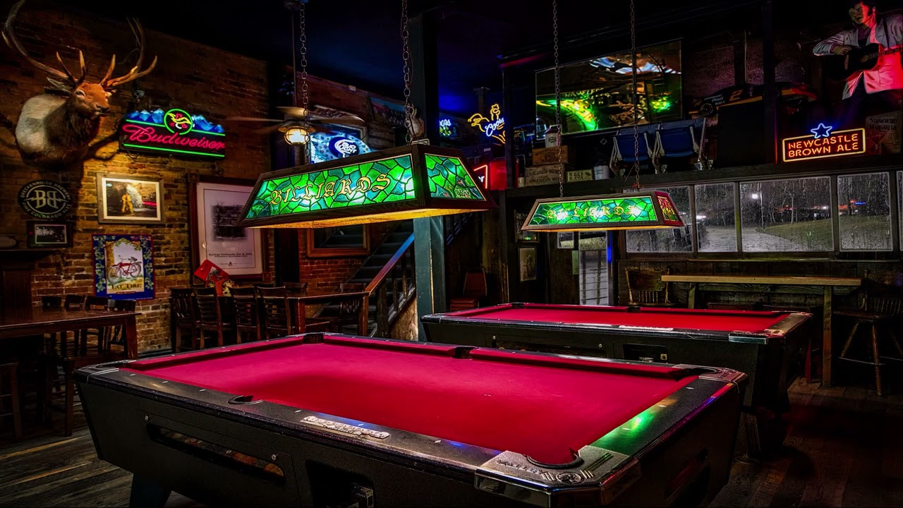 Billiards Coffee Shop Ambience with Relaxing Jazz Music and Rain Noises