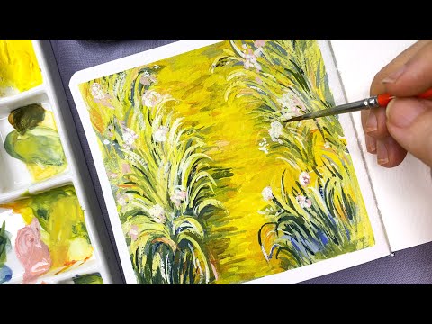Master studies painting - Monet - with gouache -  calm music painting