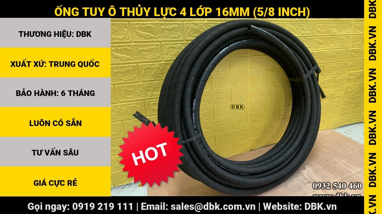Video Ống tuy ô thủy lực 4 lớp 16mm (5/8 inch) - Ống tuy ô thủy lực 4 lớp 16mm (5/8 inch)