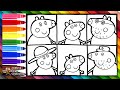 Drawing And Coloring Peppa Pig With Her Family Drawings For Kids