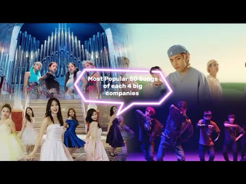 Most Popular 50 Songs of each 4 big companies (SM,JYP,YG,HYBE LABES)