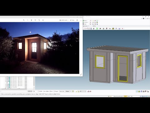 PTC Creo Elements/Direct Modeling - Wooden Garden Office / Shed - Framing