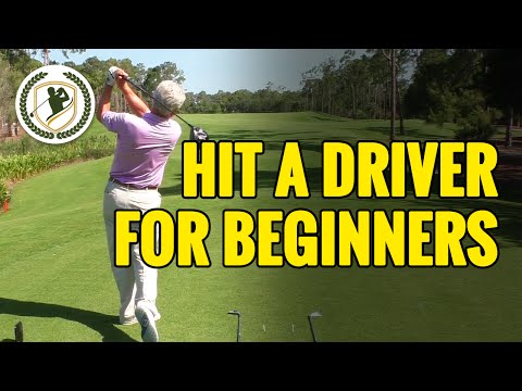 Part of a video titled HOW TO HIT A GOLF BALL WITH DRIVER FOR BEGINNERS