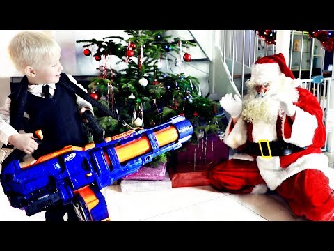 Geschenke von Weihnachtsmann auspacken 🎅🏻🔫 NERF MINIGUN  🎅🏻🔫 Kinder Spielzeuge auspacken