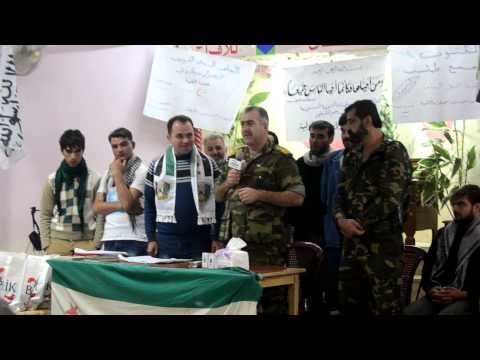 كلمة العقيد عبد الجبار العكيدي قائد المجلس الثوري العسكري في محافظة حلب في دركوش بحفل تكريم تخرج السرية الطبية