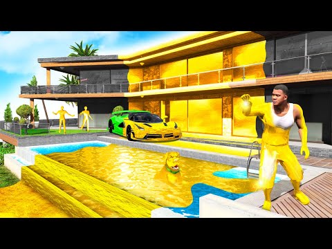 GTA 5 - EVERYTHING I Touch Turns GOLD! (House, Dog & More)