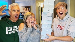 Destroying Mom &amp; Dad&#39;s iPhone&#39;s &amp; Buying them 100 New Ones... ($100,000)