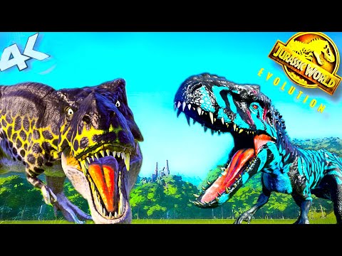 50 T-REX  vs. 50 INDOMINUS REX  -- EPIC BATTLE ROYALE - DINOSAUR FIGHT - BREAKOUT -- JWE [4K 60FPS]