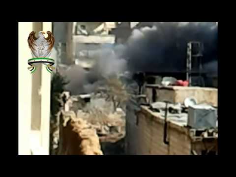 تفجير دبابة لقوات النظام من قبل كتيبة شهداء داريا في مدينة داريا في محافظة ريف دمشق