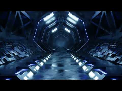 Sci Fi Corridor With Blue Neon