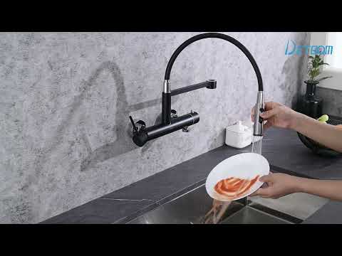 Rubinetto Cucina Con Braccio Allungabile - Singola Maniglia In Ottone, Doppia Modalit&agrave; Spray