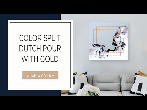 How to make a color split dutch pour with gold line work