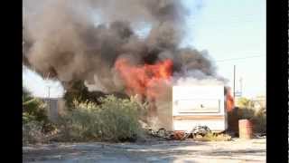 preview picture of video 'Salton Sea Beach Fire - Trailer burned to the ground'