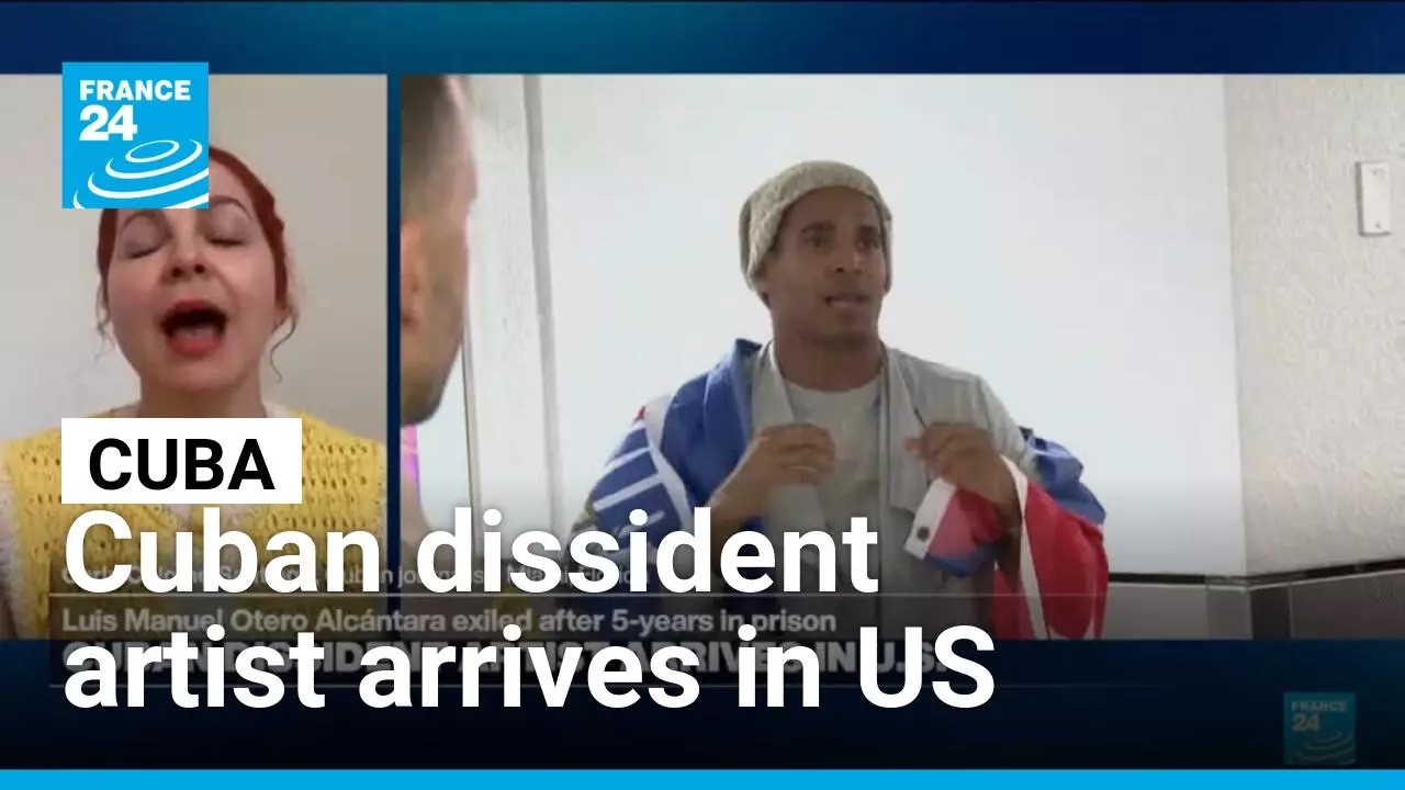 Cuban dissident artist Luis Manuel Otero Alcántara arrives in Miami after five years in prison
