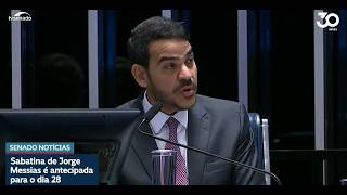 CCJ do Senado marca para dia 28 sabatina de Jorge Messias, indicado ao STF