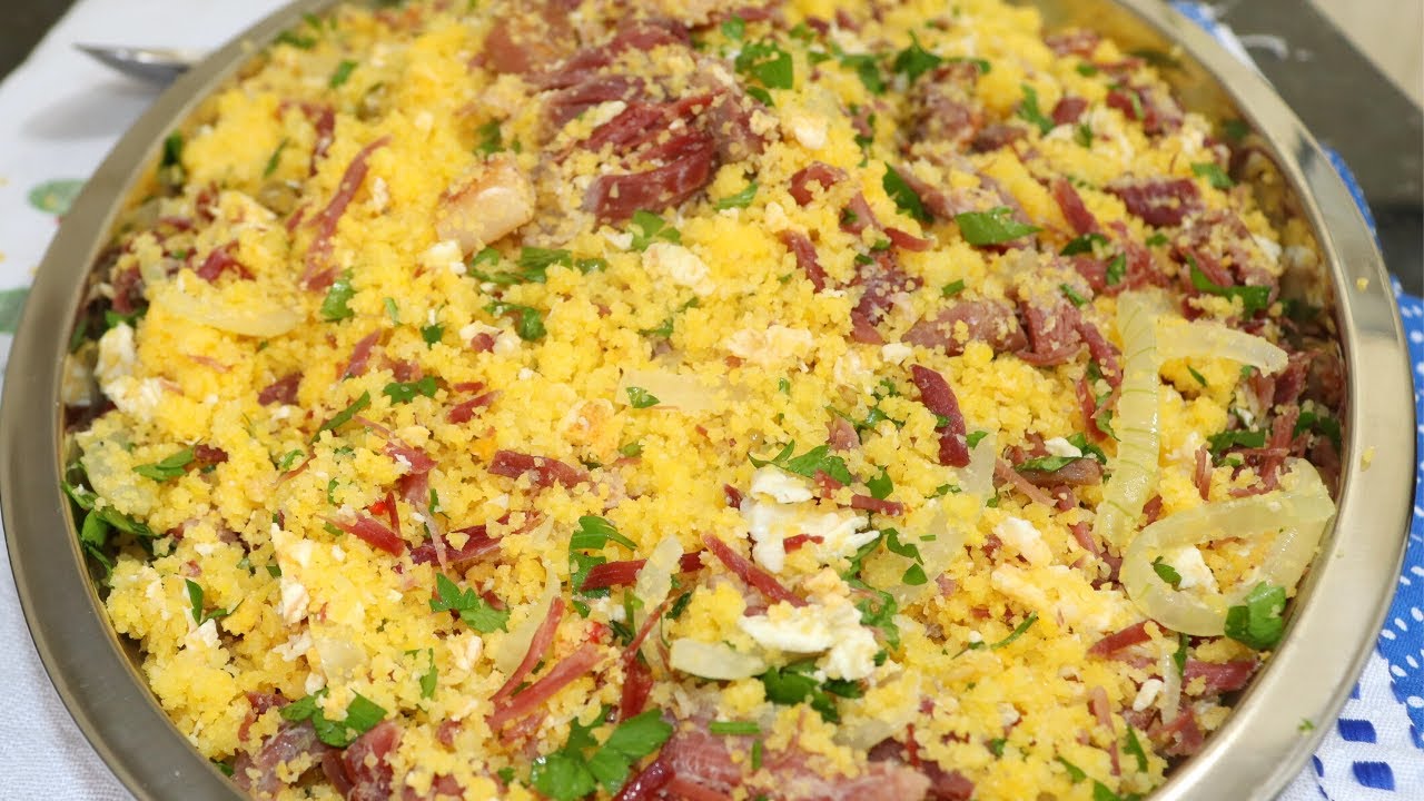 CUSCUZ NORDESTINO TEMPERADO COM CARNE SECA NUNCA MAIS COMO CUSCUZ DE OUTRO JEITO