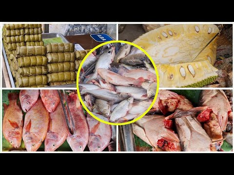 Early Morning Small Busy Fish and Vegetable Market Tour | This's A Small Road-Side Fish Market Tour
