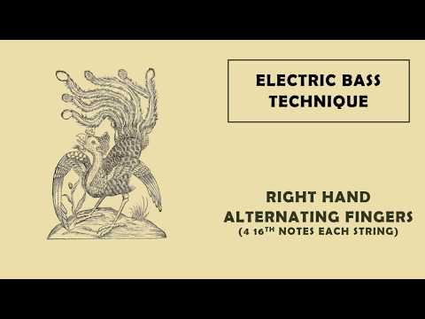 Electric Bass Right Hand Technique - Alternating fingers - 16th notes open string exercise