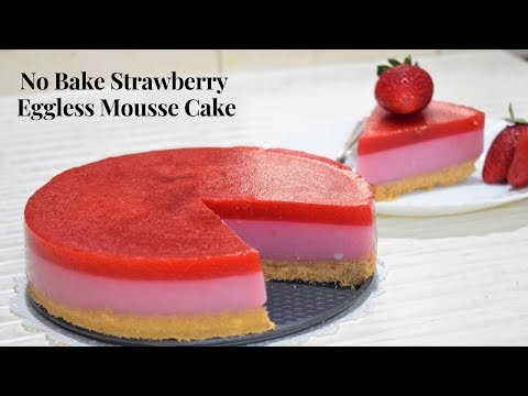 No Bake Strawberry Mousse Cake - Without Egg and Gelatin- Easy and Quick - Food Connection Video