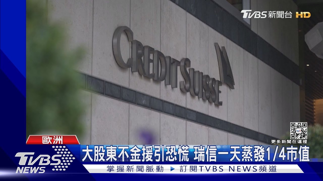 瑞士信貸股價一日崩跌24% 瑞士央行借1.65兆挽信心