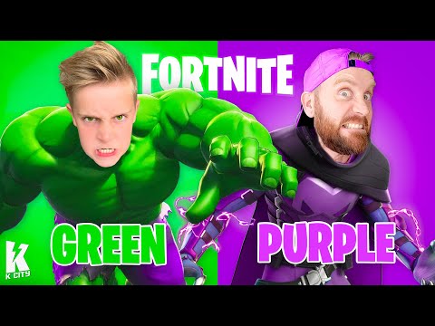 GREEN vs PURPLE *1v1v1v1 Challenge* in Fortnite! K-CITY GAMING