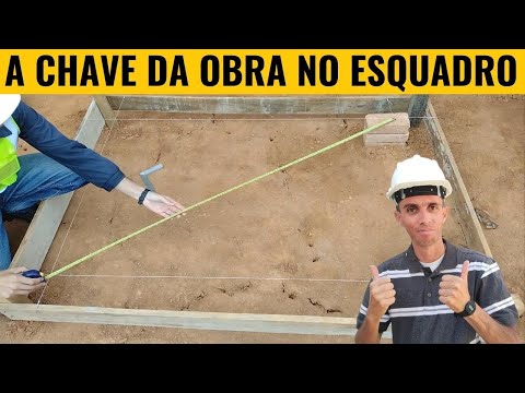 COMO TIRAR O ESQUADRO DE UMA OBRA E ESQUADREJAR UMA OBRA NO GABARITO E ESQUADRO COM A TRENA