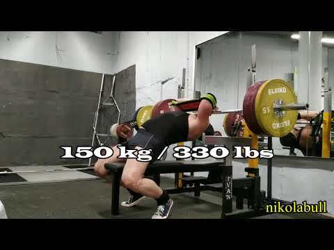 2019.12.23 - Workout V-A (22 weeks out) SQ 3x153 kg / BP 3x150 kg / Rows 5x140 kg