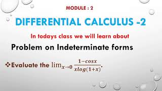 Evaluate the ( lim)_(x→0) ⁡[(1-cosx)/(xlog(1+x))] || Differential Calculus ||