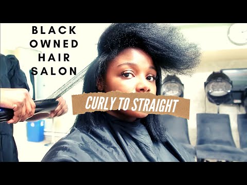Curly to Straight VLOG @ STUDIO 27 | BLACK OWNED hair...