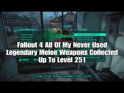 Fallout 4 All Of My Never Used Legendary Melee Weapons Collected Up To Level 251