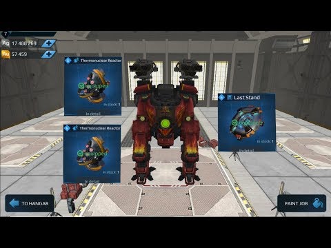 War Robots Avenger Bulwark with 2 thermonuclear reactors and 1 last stand maxed compilation