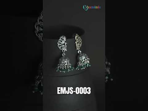 Oxidised Silver color Metal Jhumkas #handcraftedjewelry