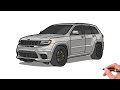 How To Draw A JEEP GRAND CHEROKEE TRACKHAWK 2018 Drawing Jeep Srt Trackhawk 2019